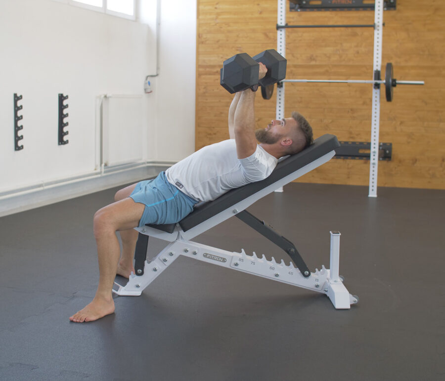 Dumbbell exercise on a bench